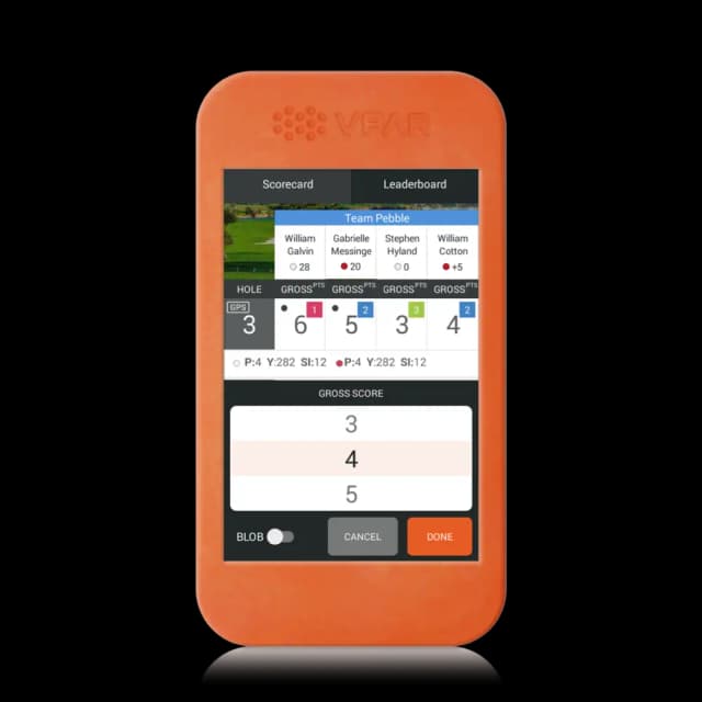 Phone displaying VPAR scoring format in the VPAR golf app.