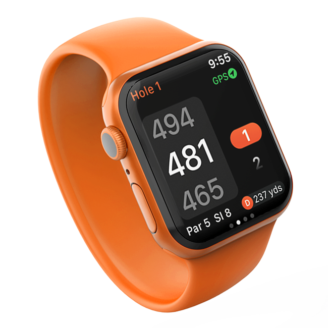 Apple smart watch - golf wearable in VPAR orange.